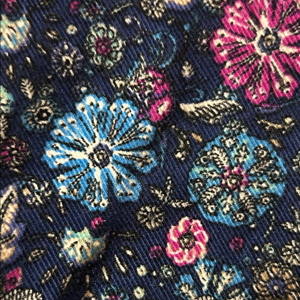 Talbots Floral A-Line Corduroy Skirt in Navy and Pink - Picture 5 of 7